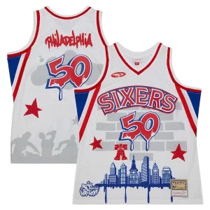 Gorgeous Philadelphia 76ers x Tats Cru Hardwood Classics Fashion Jersey   White a must - have for collectors