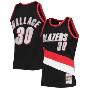 Magnificent Rasheed Wallace Portland Trail Blazers 1999/00 Hardwood Classics NBA 75th Anniversary Diamond Swingman Jersey   Black for passionate basketball fans