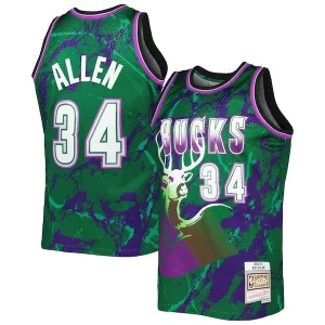 Premium Ray Allen Milwaukee Bucks 1996/97 Hardwood Classics Marble Swingman Jersey   Green to stand out at the arena