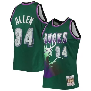Gorgeous Ray Allen Milwaukee Bucks 1996/97 Hardwood Classics NBA 75th Anniversary Diamond Swingman Jersey   Green to stand out at the arena