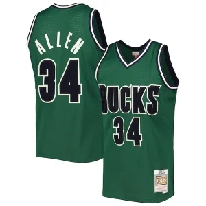 Fantastic Ray Allen Milwaukee Bucks 2000/01 Hardwood Classics Off Court Swingman Jersey   Hunter Green perfect for showing team spirit