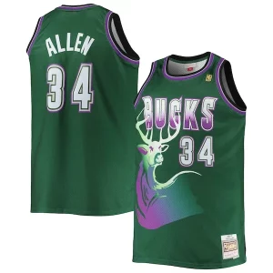Stunning Ray Allen Milwaukee Bucks Big & Tall 1996/97 Hardwood Classics Swingman Jersey   Hunter Green a must - have for collectors