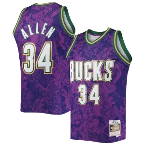 Superb Ray Allen Milwaukee Bucks Hardwood Classics 2000/01 Lunar New Year Swingman Jersey   Purple perfect for showing team spirit