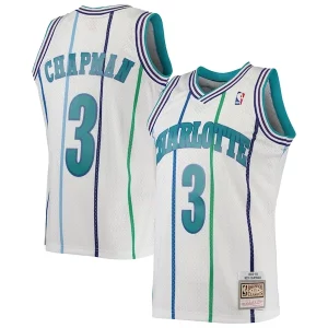 Superb Rex Chapman Charlotte Hornets 1988/89 Hardwood Classics Swingman Jersey   White a must - have for collectors