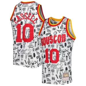 Stunning Sam Cassell Houston Rockets 1993/94 Hardwood Classics Doodle Swingman Jersey   White to stand out at the arena