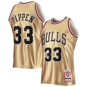 Fantastic Scottie Pippen Chicago Bulls 75th Anniversary 1997/98 Hardwood Classics Swingman Jersey   Gold perfect for showing team spirit