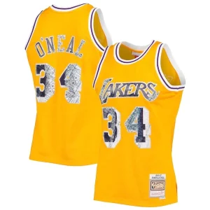 Magnificent Shaquille O'Neal Los Angeles Lakers 1996 97 Hardwood Classics NBA 75th Anniversary Diamond Swingman Jersey   Gold to elevate your game - day look
