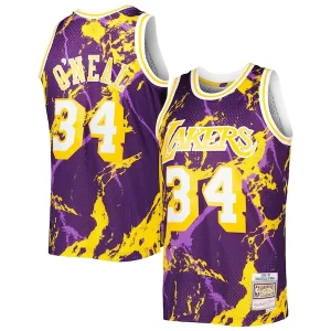 Magnificent Shaquille O'Neal Los Angeles Lakers 1996/97 Hardwood Classics Marble Swingman Jersey   Purple perfect for showing team spirit