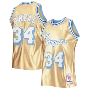 Stunning Shaquille O'Neal Los Angeles Lakers 75th Anniversary 1996/97 Hardwood Classics Swingman Jersey   Gold for passionate basketball fans