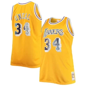 Charming Shaquille O'Neal Los Angeles Lakers Big & Tall 1996 97 NBA 75th Anniversary Diamond Swingman Jersey   Gold perfect for showing team spirit