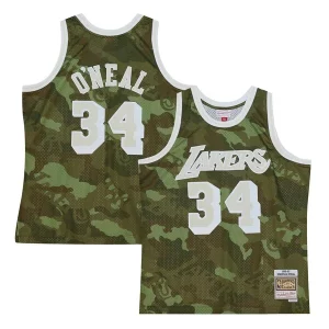 Stunning Shaquille O'Neal Los Angeles Lakers Hardwood Classics 1996/97 Ghost Green Swingman Jersey   Camo perfect for showing team spirit