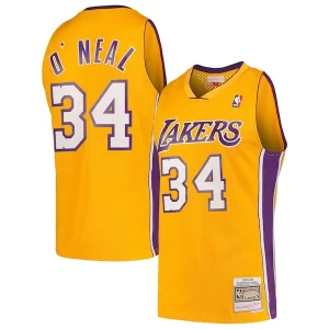 Exquisite Shaquille O'Neal Los Angeles Lakers Hardwood Classics Swingman Jersey   Gold perfect for showing team spirit
