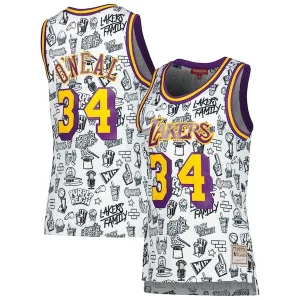 Stunning Shaquille O'Neal Los Angeles Lakers Women's 1996 Doodle Swingman Jersey   White to stand out at the arena
