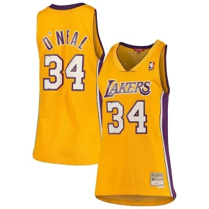 Superb Shaquille O'Neal Los Angeles Lakers Women's 1999/00 Hardwood Classics Swingman Jersey   Gold for ultimate sports enthusiasts