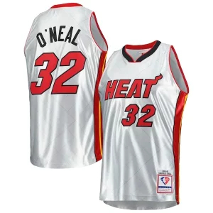 Exquisite Shaquille O'Neal Miami Heat 2005/06 Hardwood Classics 75th Anniversary Swingman Jersey   Platinum to elevate your game - day look