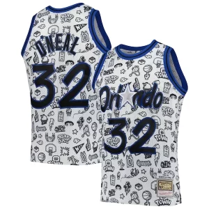 Magnificent Shaquille O'Neal Orlando Magic 1994/95 Hardwood Classics Doodle Swingman Player Jersey   White perfect for showing team spirit