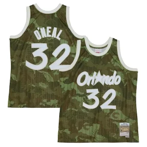 Fantastic Shaquille O'Neal Orlando Magic Hardwood Classics 1994/95 Ghost Green Swingman Jersey   Camo to elevate your game - day look