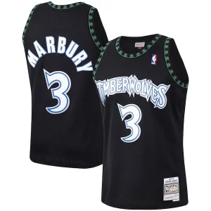 Exquisite Stephon Marbury Minnesota Timberwolves 1997/98 Hardwood Classics Swingman Jersey   Black perfect for showing team spirit