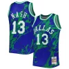 Superb Steve Nash Dallas Mavericks 1998/99 Hardwood Classics Marble Swingman Jersey Blue perfect for showing team spirit