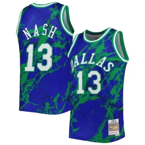 Superb Steve Nash Dallas Mavericks 1998/99 Hardwood Classics Marble Swingman Jersey   Blue perfect for showing team spirit