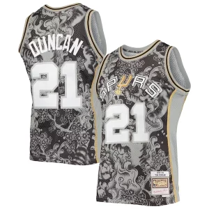 Charming Tim Duncan San Antonio Spurs Hardwood Classics 1998/99 Lunar New Year Swingman Jersey   Black a must - have for collectors