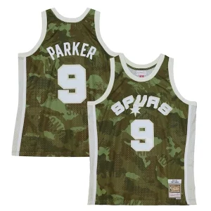 Fantastic Tony Parker San Antonio Spurs Hardwood Classics 2000/01 Ghost Green Swingman Jersey   Camo to elevate your game - day look