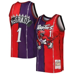 Exquisite Tracy McGrady Toronto Raptors Hardwood Classics 1998/99 Split Swingman Jersey   Purple/Red perfect for showing team spirit