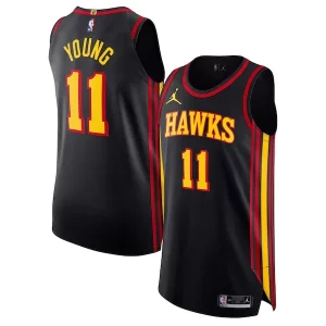 Stunning Trae Young Atlanta Hawks Jordan Brand Authentic Player Jersey   Statement Edition   Black to elevate your game - day look