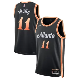 Superb Trae Young Atlanta Hawks Nike Unisex 2022/23 Swingman Jersey   City Edition   Black for passionate basketball fans