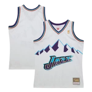 Stunning Utah Jazz 1996 97 Hardwood Classics Swingman Jersey   White for ultimate sports enthusiasts