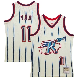 Exquisite Yao Ming Houston Rockets Chainstitch Swingman Jersey   Cream for ultimate sports enthusiasts