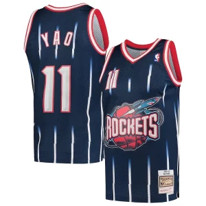 Superb Yao Ming Houston Rockets Hardwood Classics 2002 03 Swingman Jersey   Navy to stand out at the arena