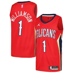 Superb Zion Williamson New Orleans Pelicans Jordan Brand Swingman Player Jersey   Statement Edition   Red to stand out at the arena