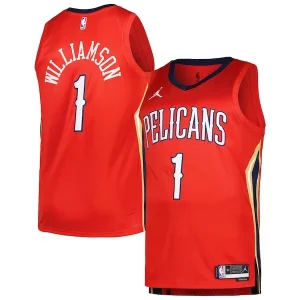 Stunning Zion Williamson New Orleans Pelicans Jordan Brand Swingman Player Jersey   Statement Edition   Red to stand out at the arena